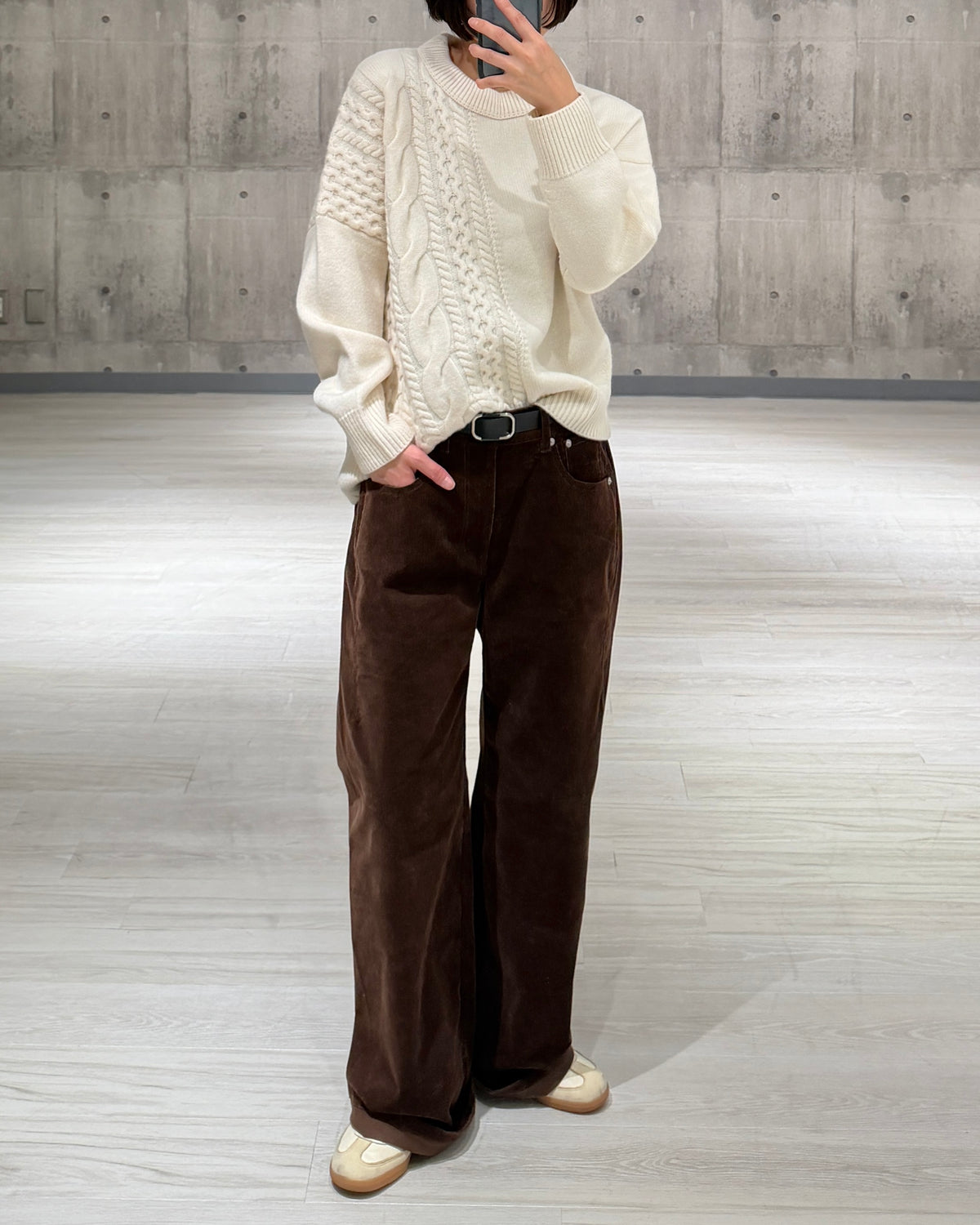 【pre-order】Asymmetric Cable Knit (smoky-blue)