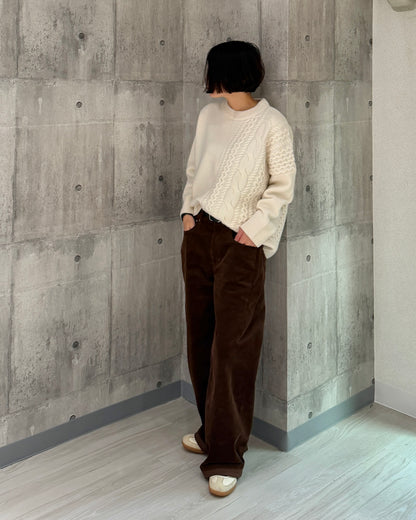 【pre-order】Asymmetric Cable Knit (smoky-blue)