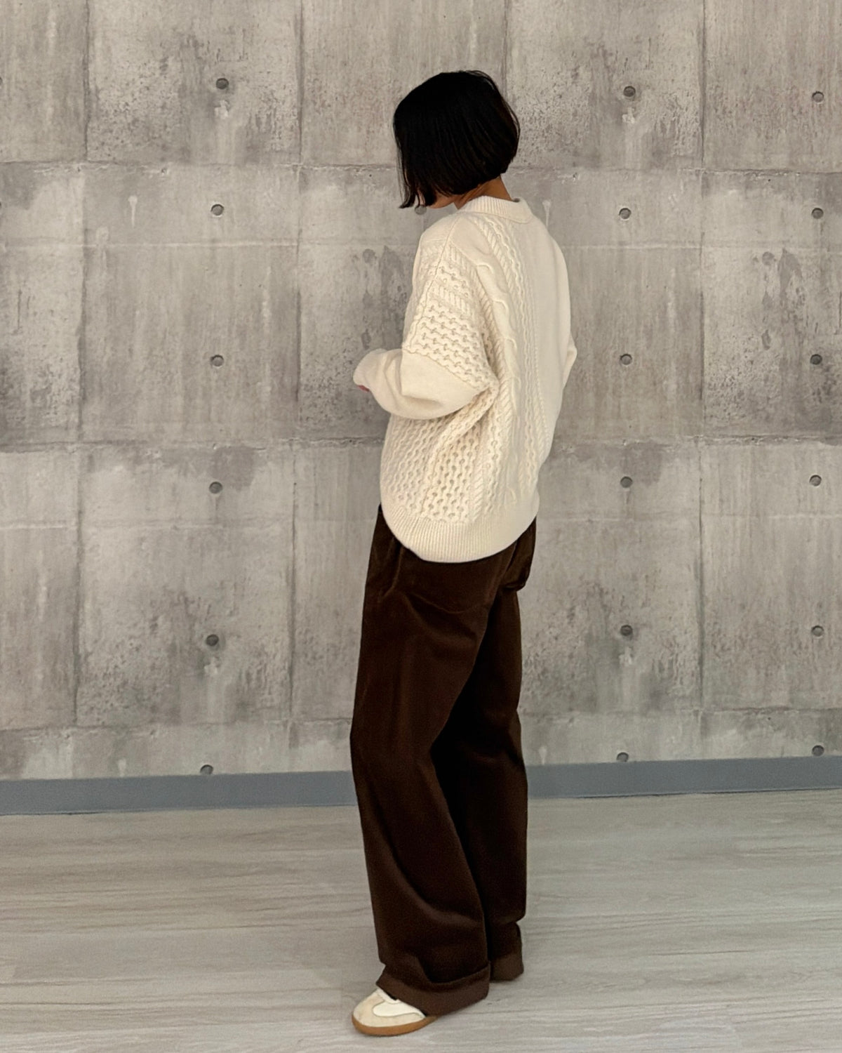 【pre-order】Asymmetric Cable Knit (smoky-blue)