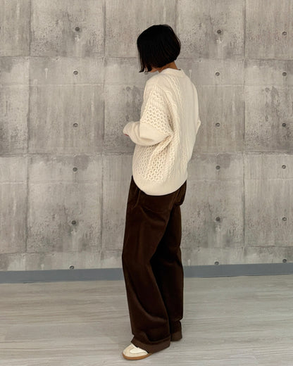 【pre-order】Asymmetric Cable Knit (smoky-blue)