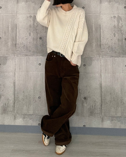 【pre-order】Asymmetric Cable Knit (smoky-blue)