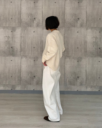 【pre-order】Asymmetric Cable Knit (smoky-blue)