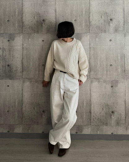 【pre-order】Asymmetric Cable Knit (smoky-blue)