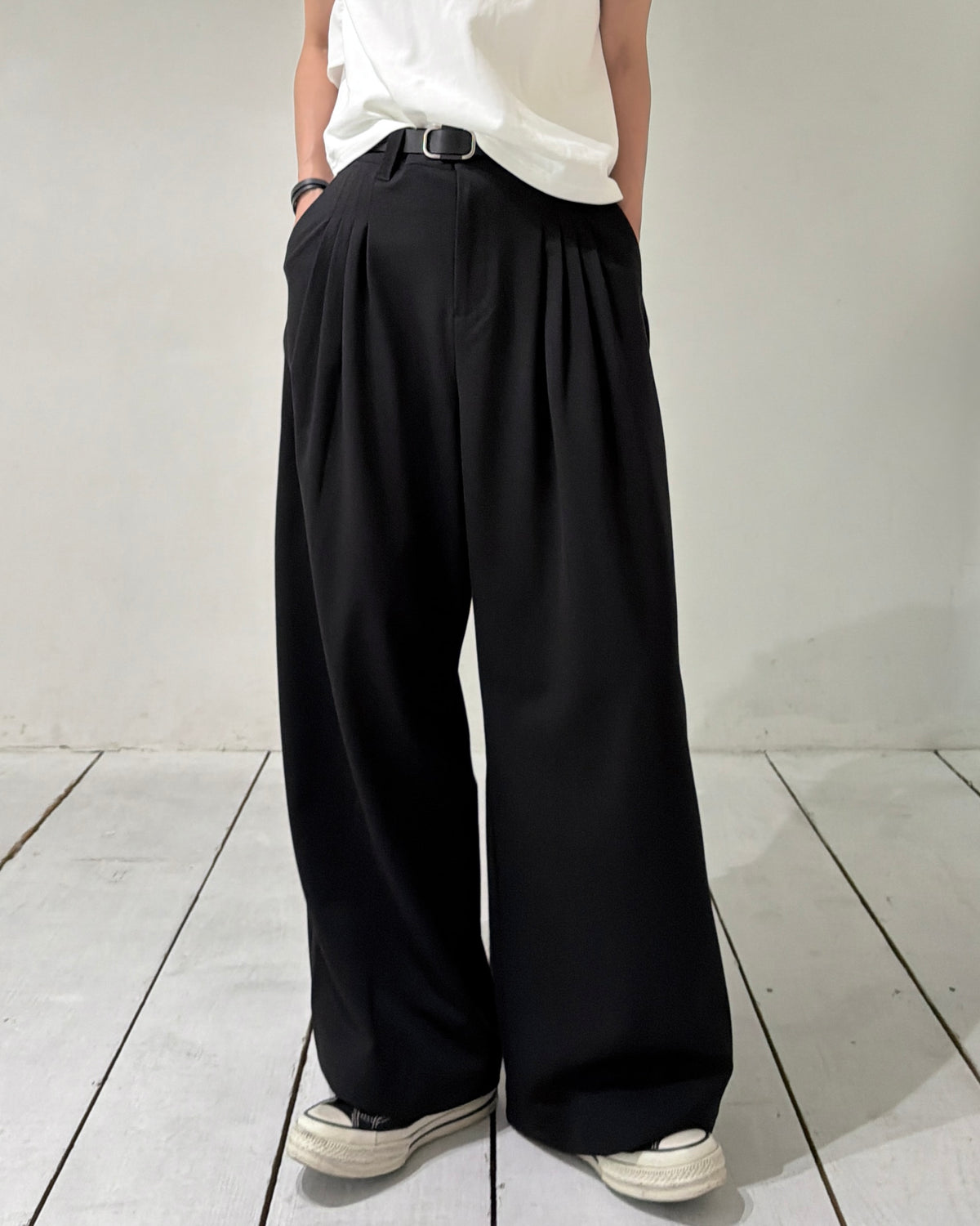 4-Tuck Wide Slacks