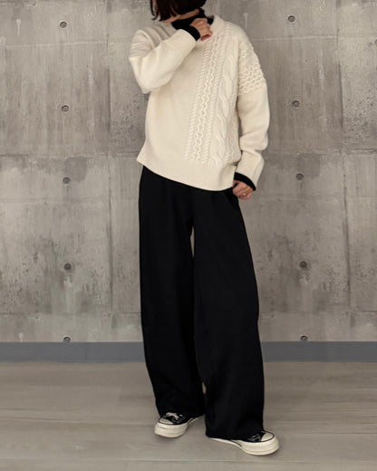 【pre-order】Asymmetric Cable Knit (smoky-blue)