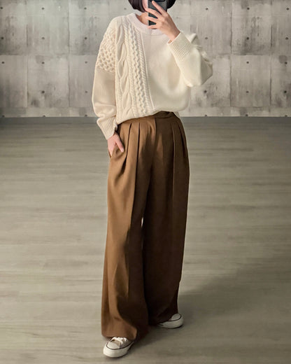 【pre-order】Asymmetric Cable Knit (smoky-blue)