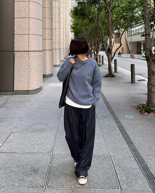 Asymmetric Cable Knit (smoky-blue)