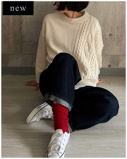 【pre-order】Asymmetric Cable Knit (off-white)