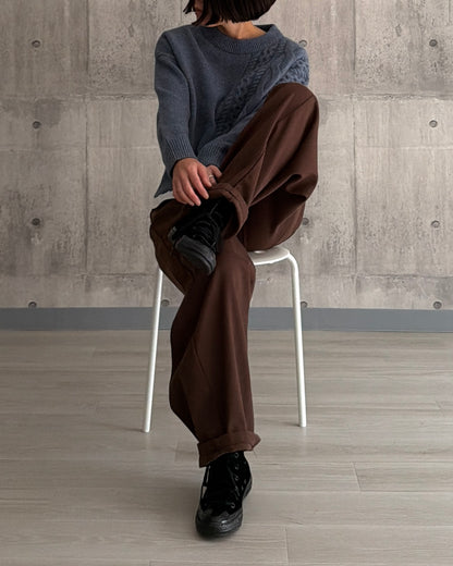 【pre-order】Asymmetric Cable Knit (smoky-blue)