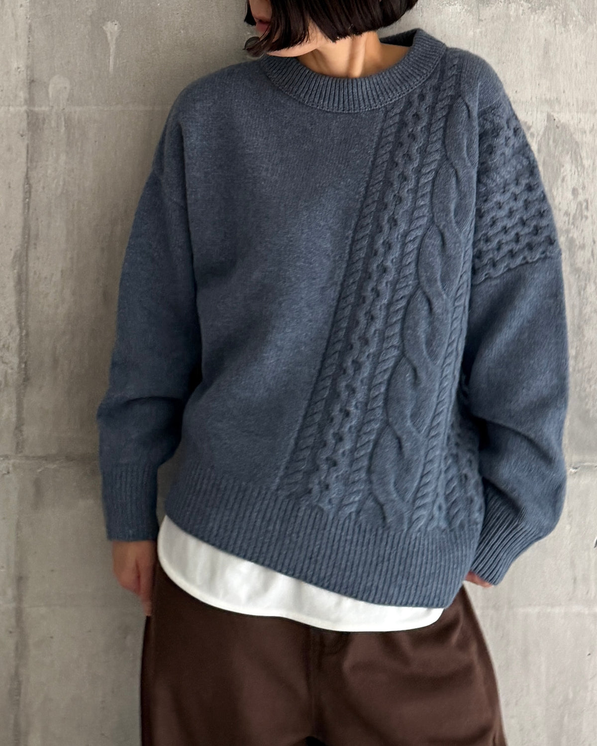 【pre-order】Asymmetric Cable Knit (off-white)