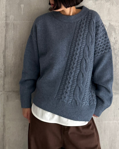 【pre-order】Asymmetric Cable Knit (off-white)