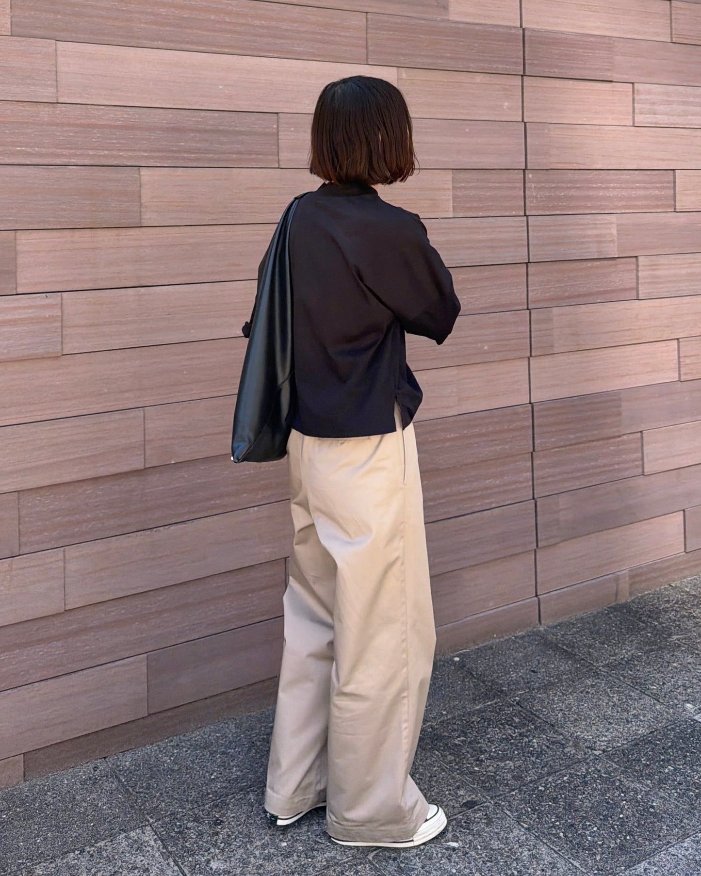 Minimal Stitch 7-Sleeve Tee　(black)