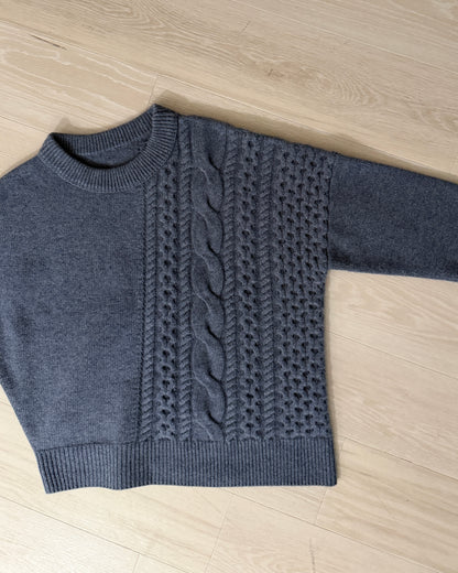【pre-order】Asymmetric Cable Knit (smoky-blue)