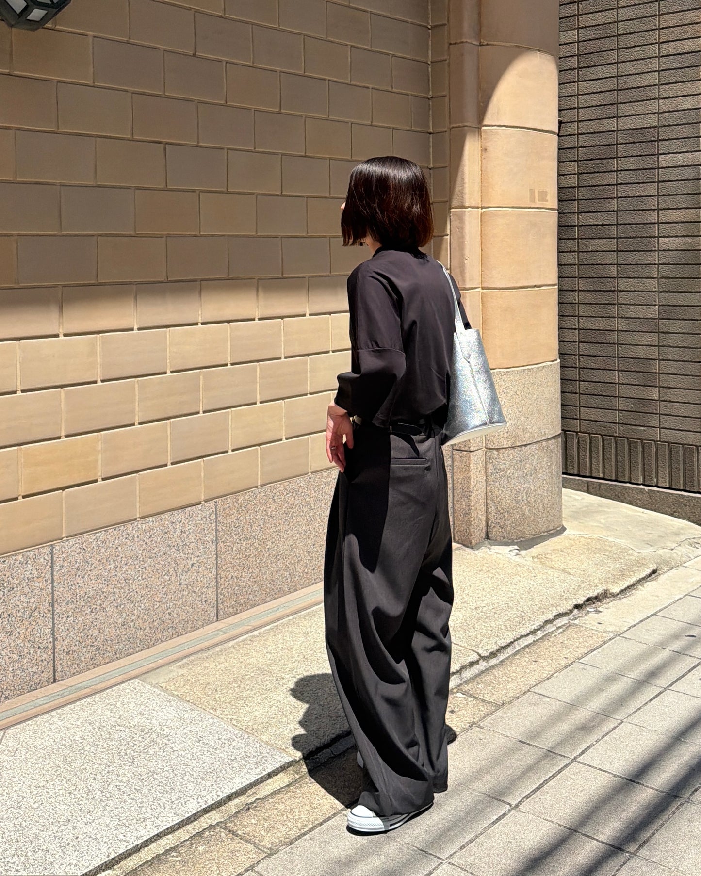 Minimal Stitch 7-Sleeve Tee　(black)