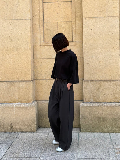 Minimal Stitch 7-Sleeve Tee　(black)