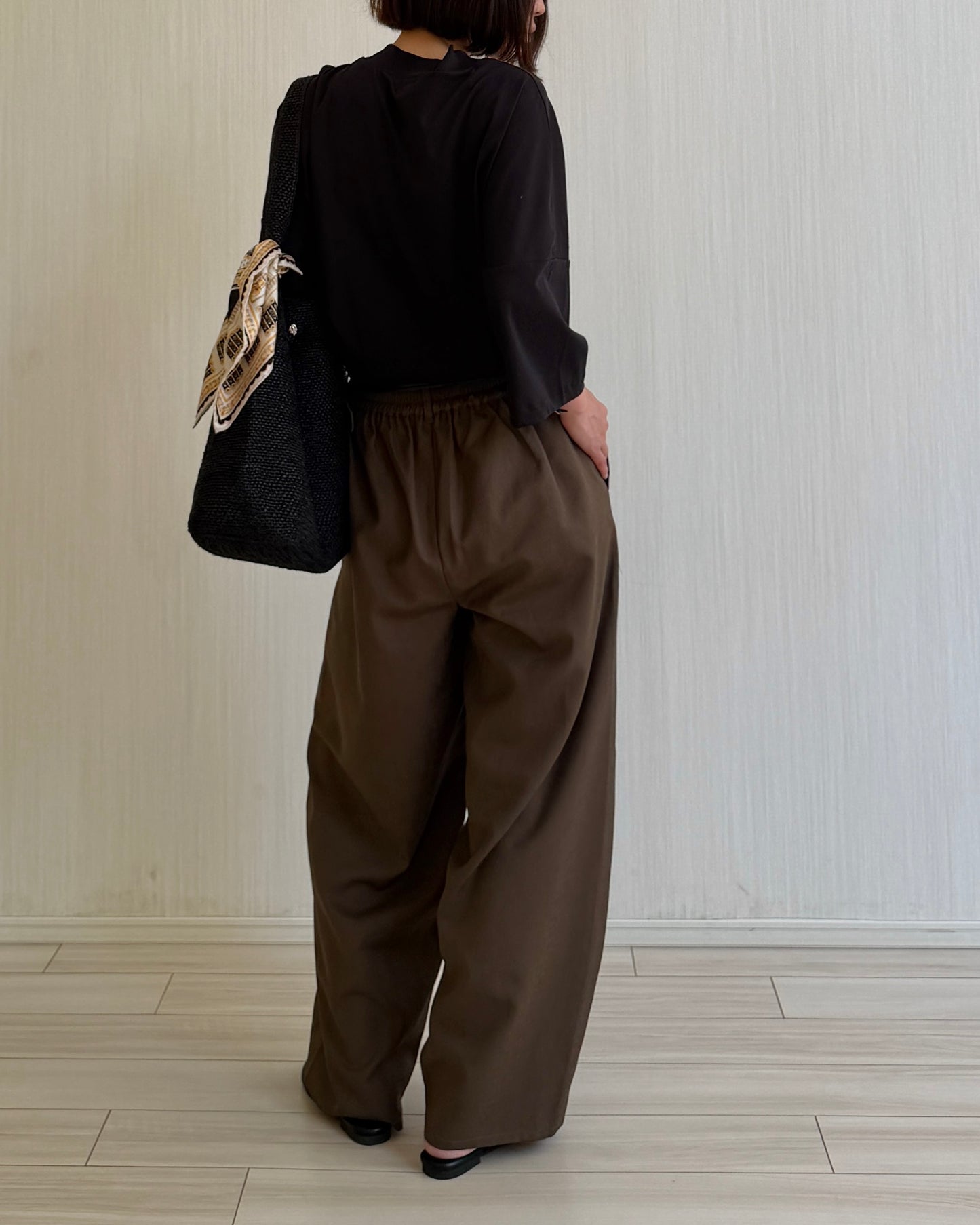 Minimal Stitch 7-Sleeve Tee　(black)