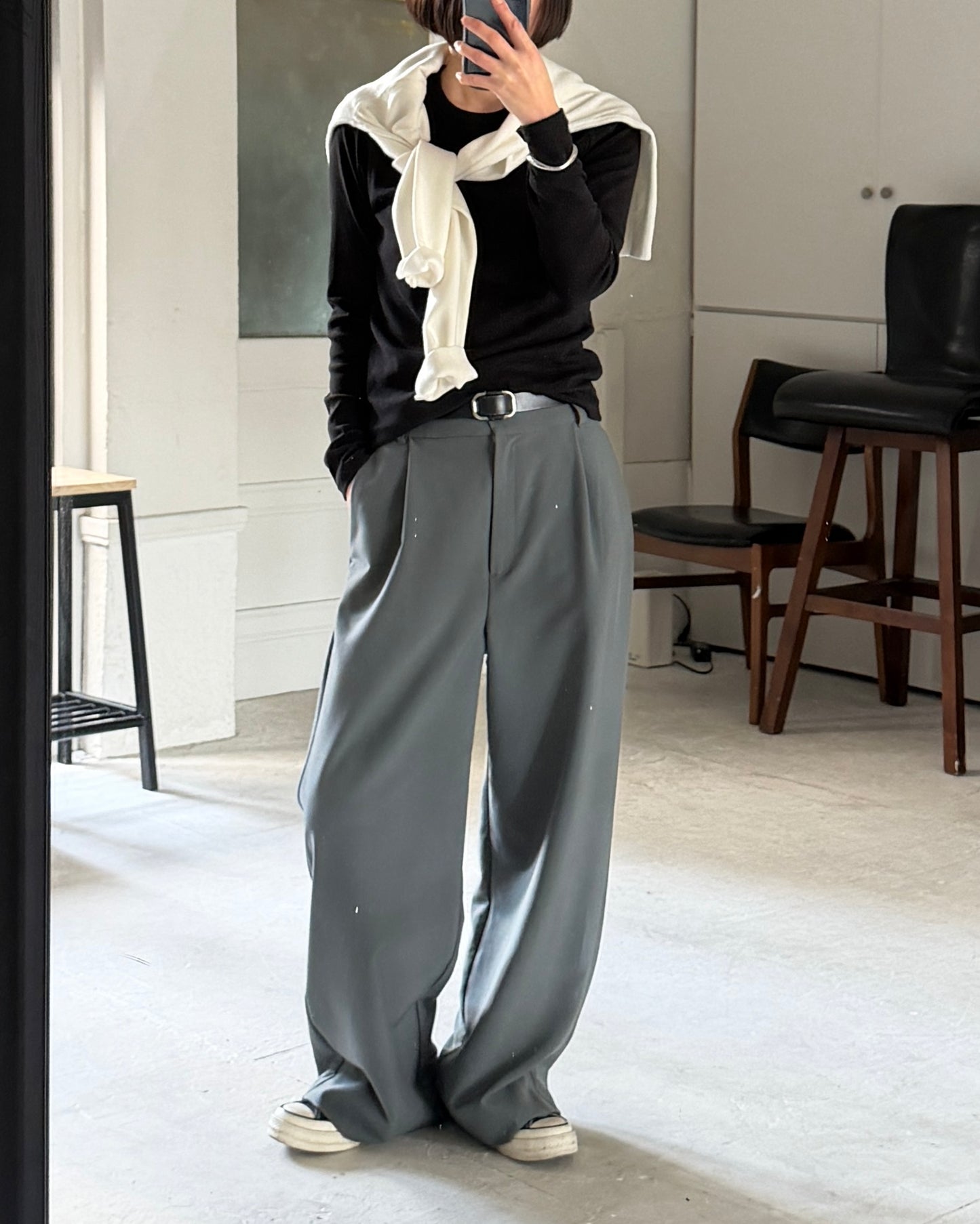 【Pre-order Item】Vertical straight wide pants