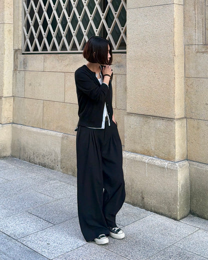 4-Tuck Wide Slacks