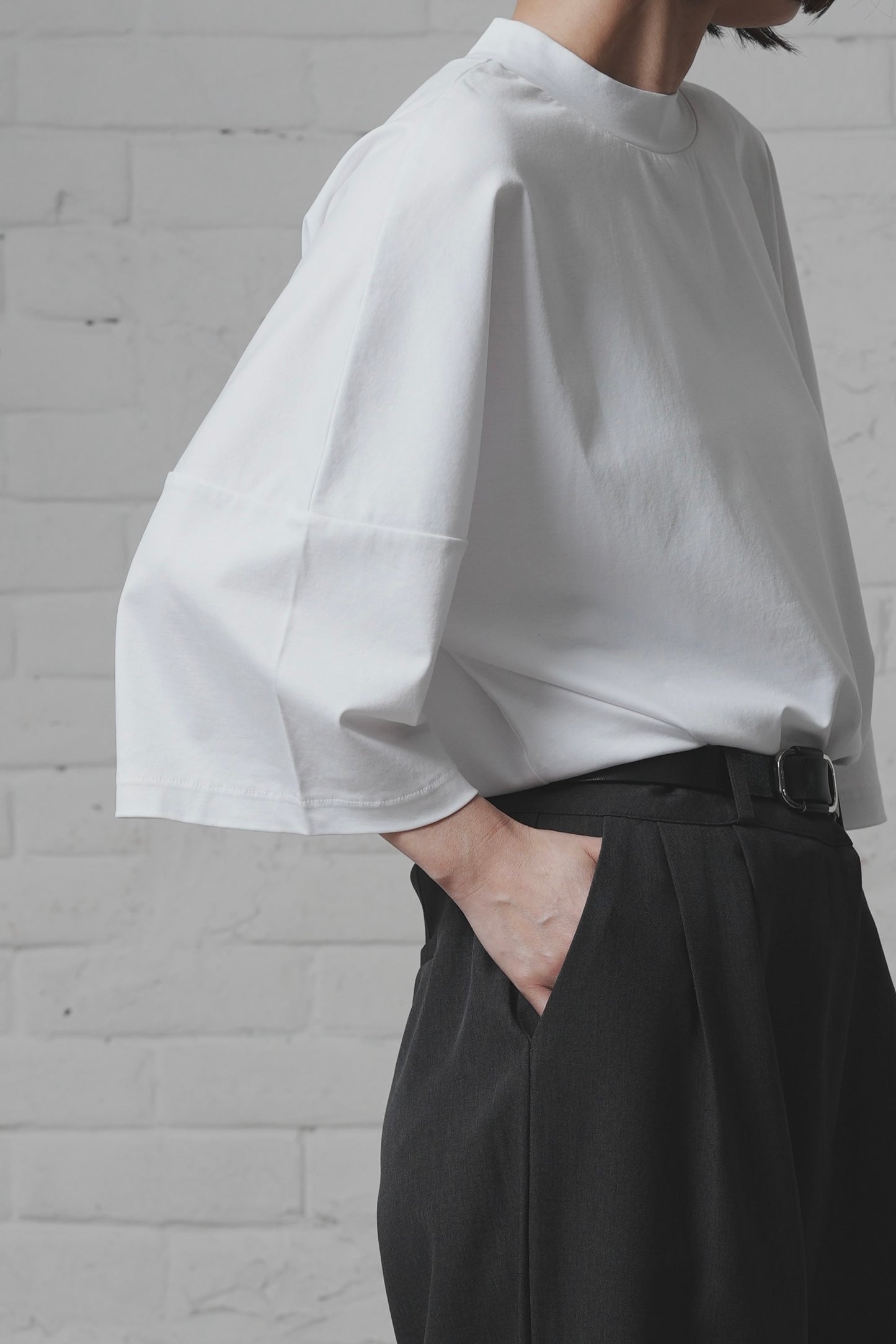 Minimal Stitch 7-Sleeve Tee　(black)