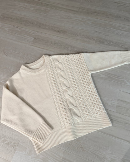 【pre-order】Asymmetric Cable Knit (smoky-blue)