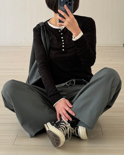 【Pre-order Item】Vertical straight wide pants