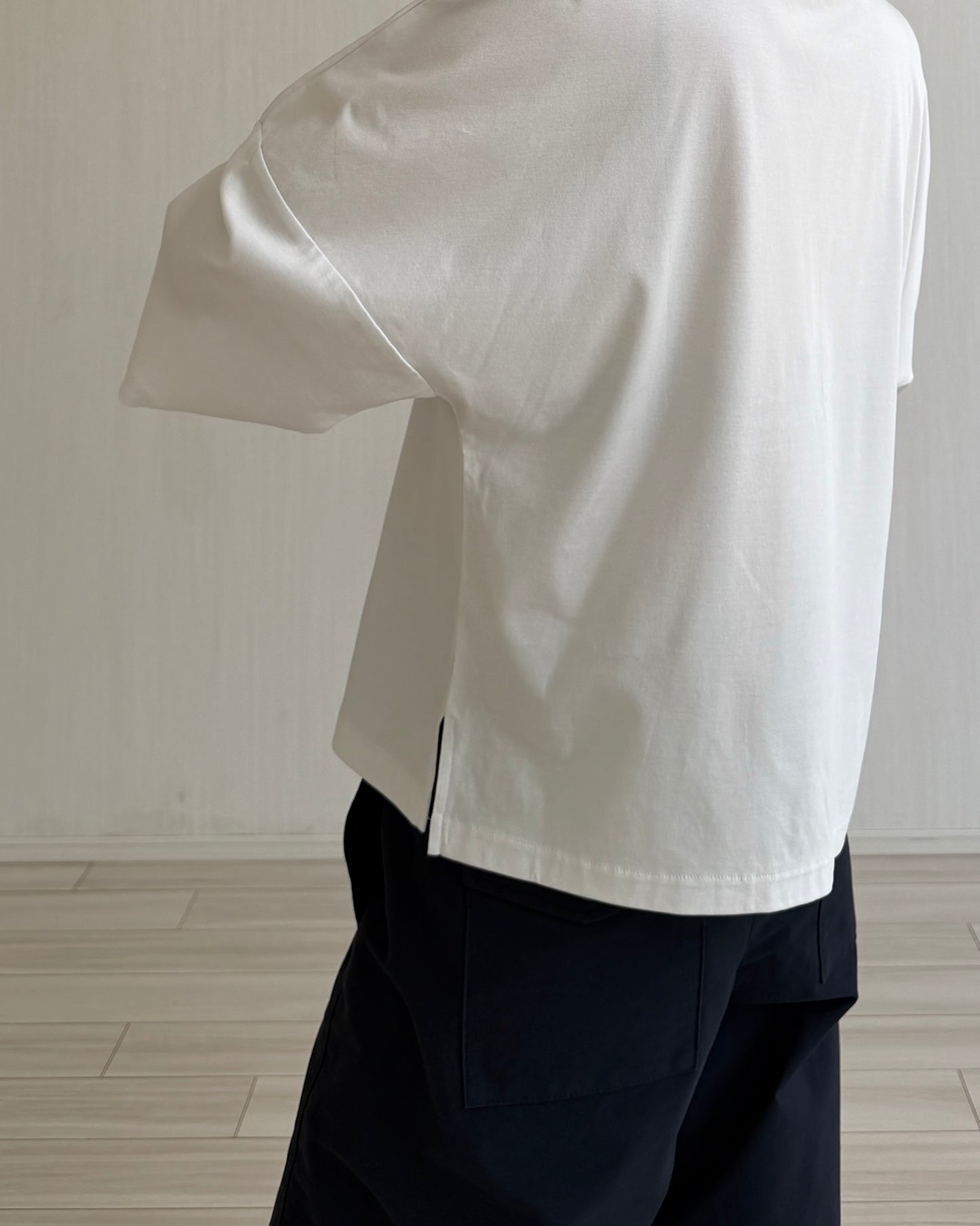 Minimal Stitch 7-Sleeve Tee　(black)