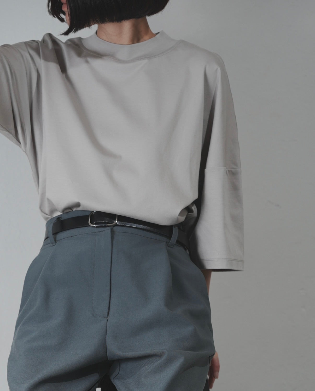 Minimal Stitch 7-Sleeve Tee　(black)