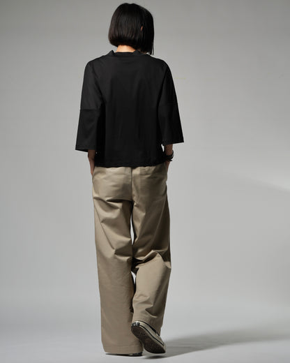 Minimal Stitch 7-Sleeve Tee　(black)