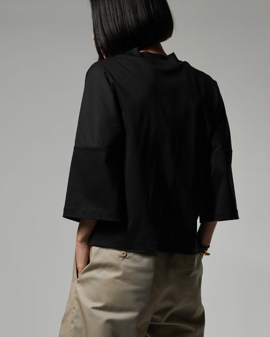 Minimal Stitch 7-Sleeve Tee　(black)